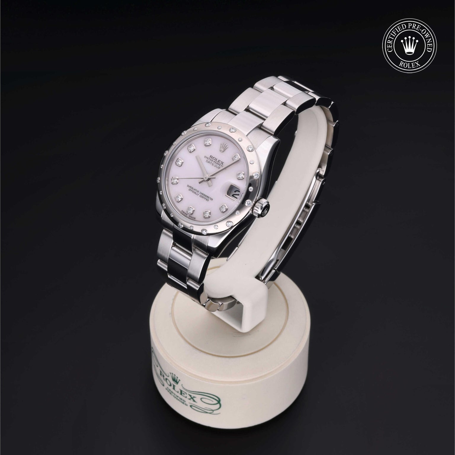 Rolex CPO Lady Datejust M178344 front on white background