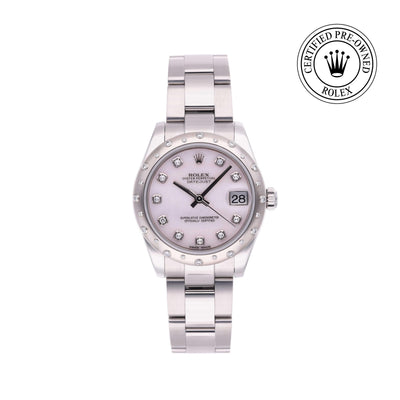 Rolex CPO Lady Datejust M178344 front on white background