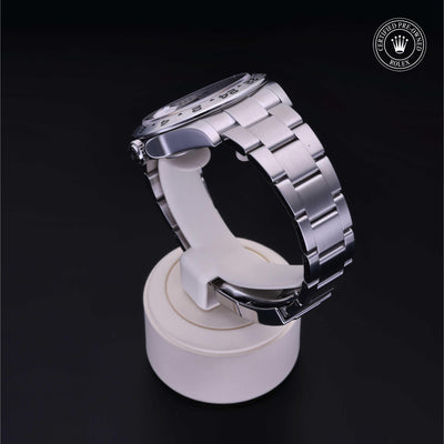 Rolex Certified Pre-owned Explorer M216570-0001 front on black background
