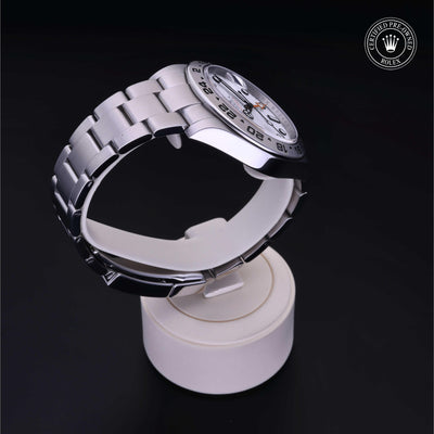 Rolex Certified Pre-owned Explorer M216570-0001 front on black background