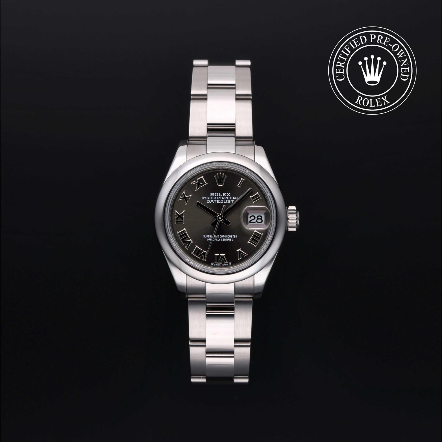 Rolex Certified Pre-owned Lady Datejust M279160-0012 front on black background
