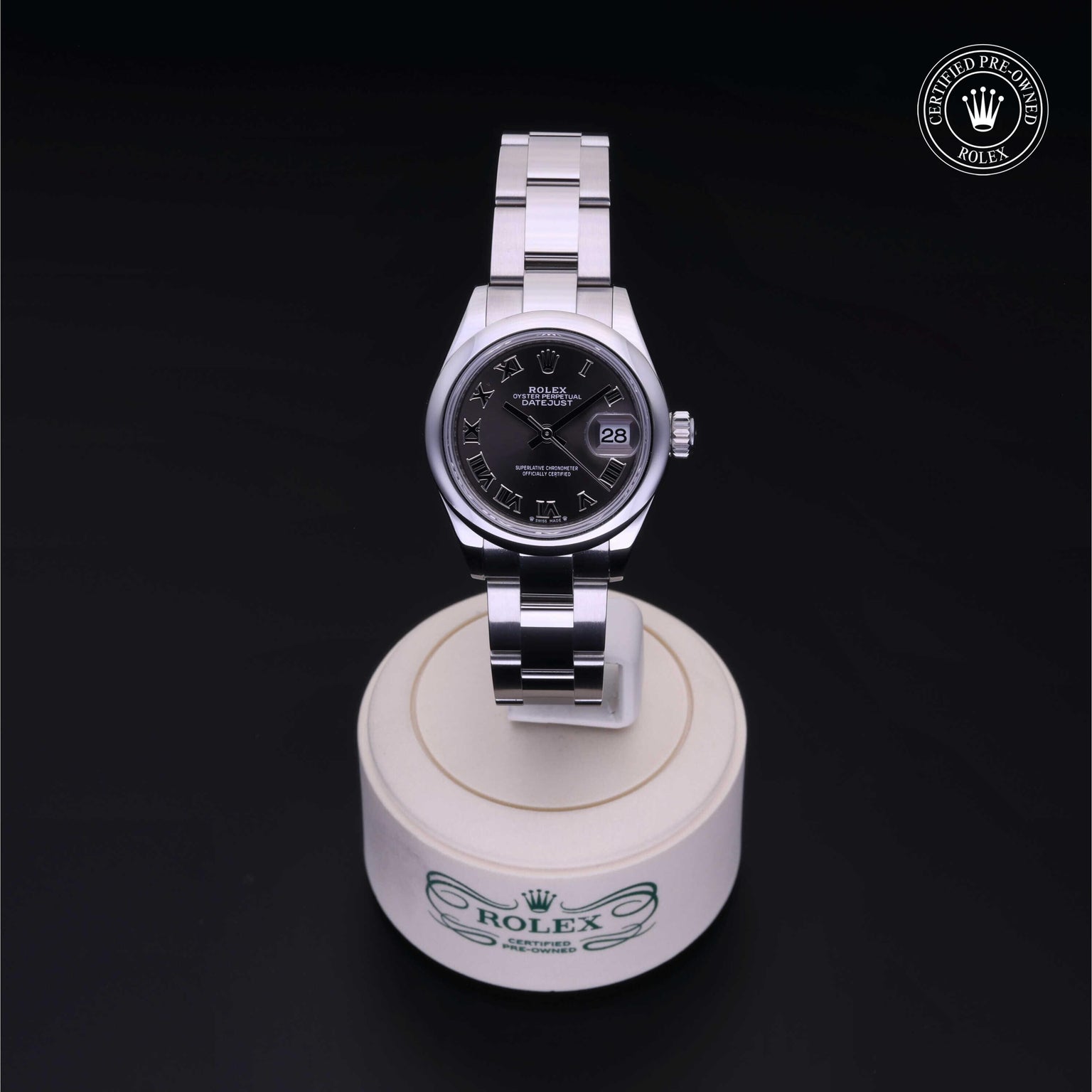 Rolex Certified Pre-owned Lady Datejust M279160-0012 front on black background