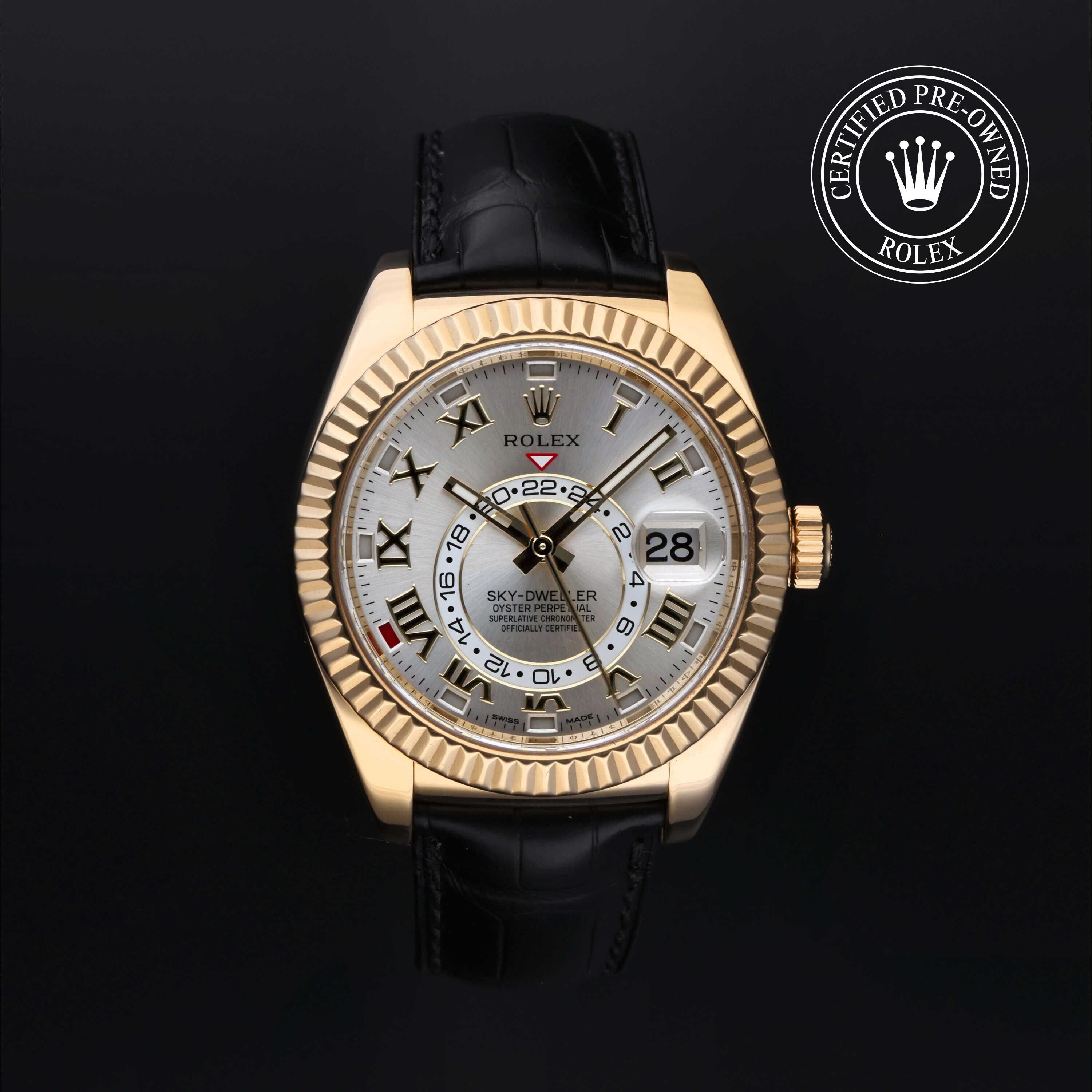 Rolex Certified Pre-owned Sky-Dweller M326138-0003 front on black background