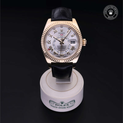 Rolex Certified Pre-owned Sky-Dweller M326138-0003 front on black background