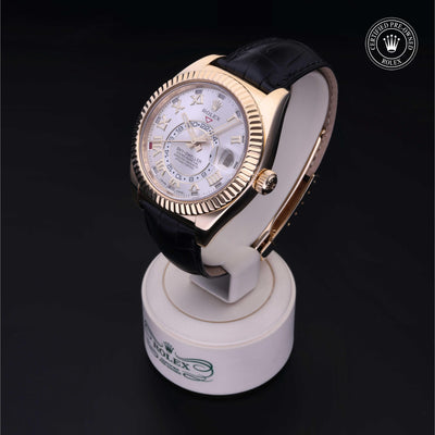 Rolex Certified Pre-owned Sky-Dweller M326138-0003 front on black background