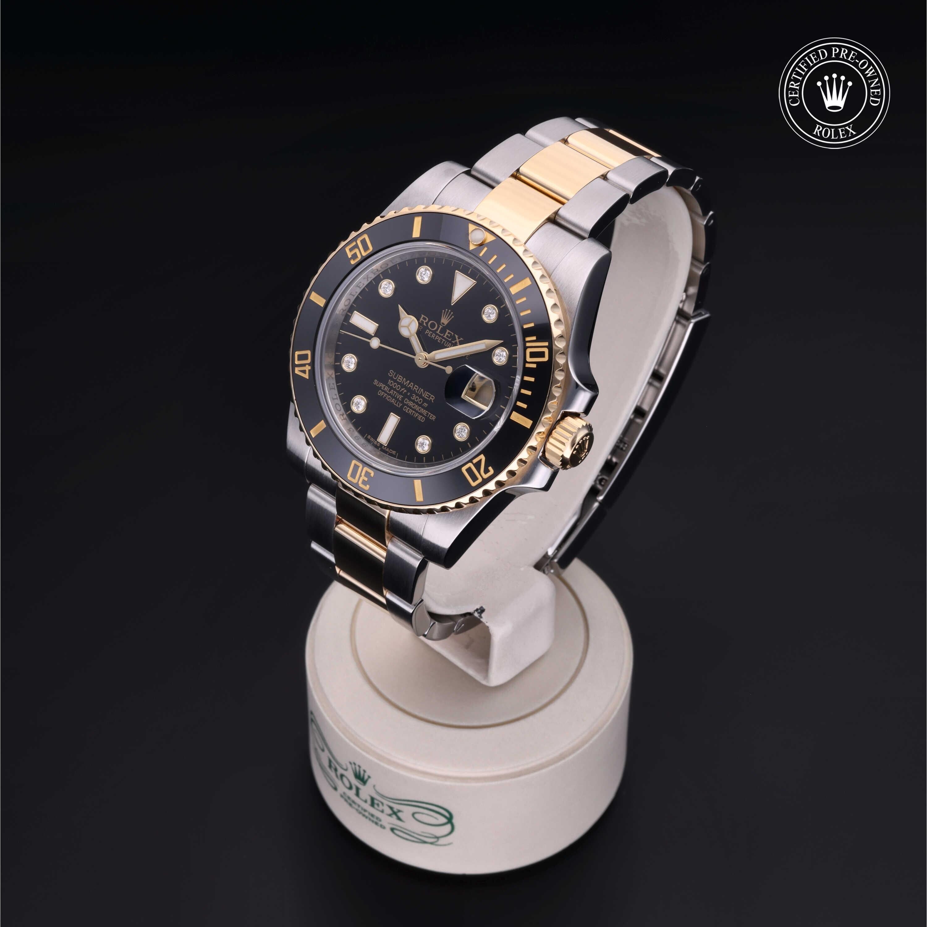 Rolex CPO Submariner M116613LN front on white background