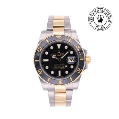 Rolex CPO Submariner M116613LN front on white background