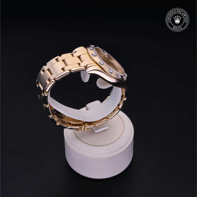 Rolex Certified Pre-owned Pearlmaster M81318-0007 front on black background