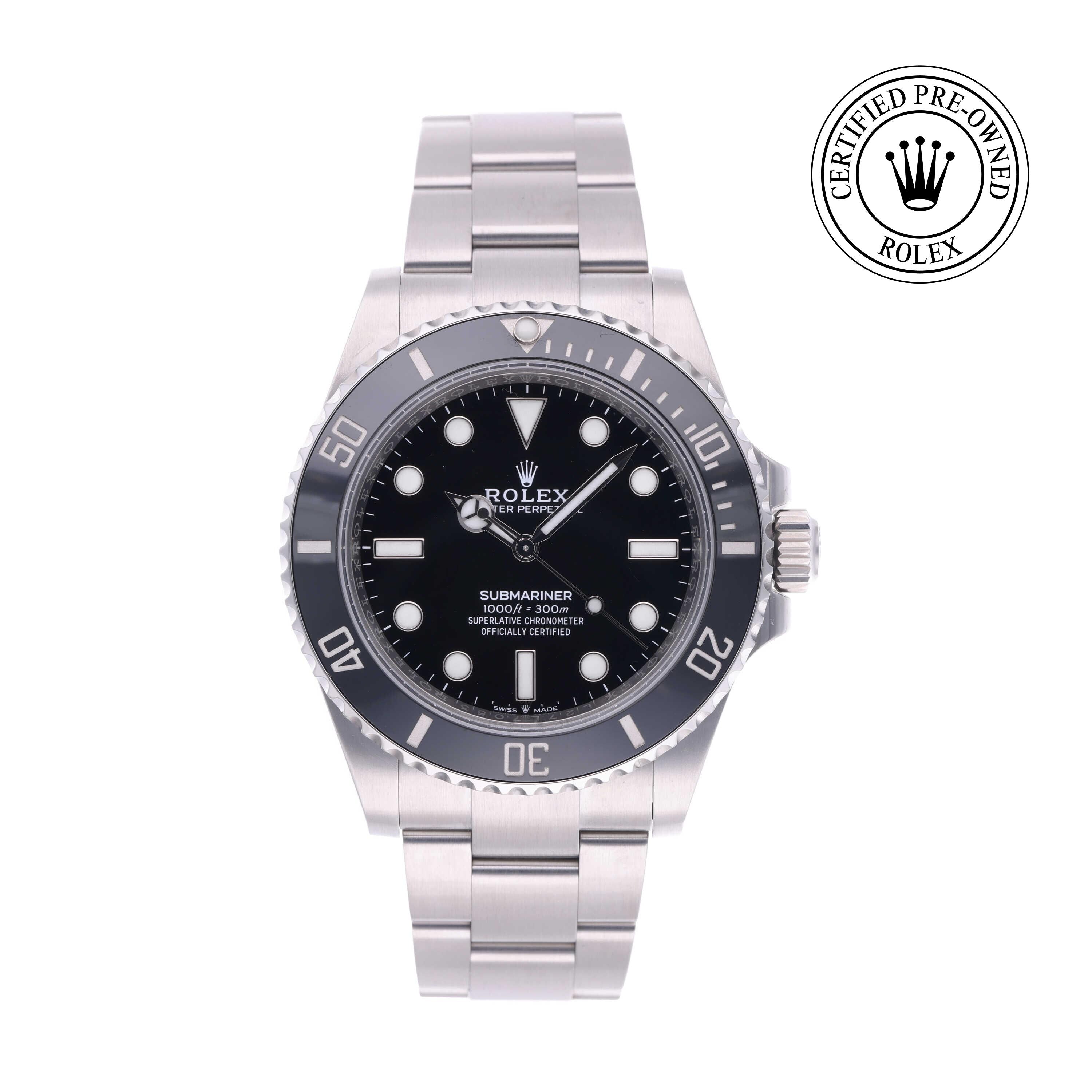 Rolex Certified Pre-owned Submariner M124060-0001 front on white background