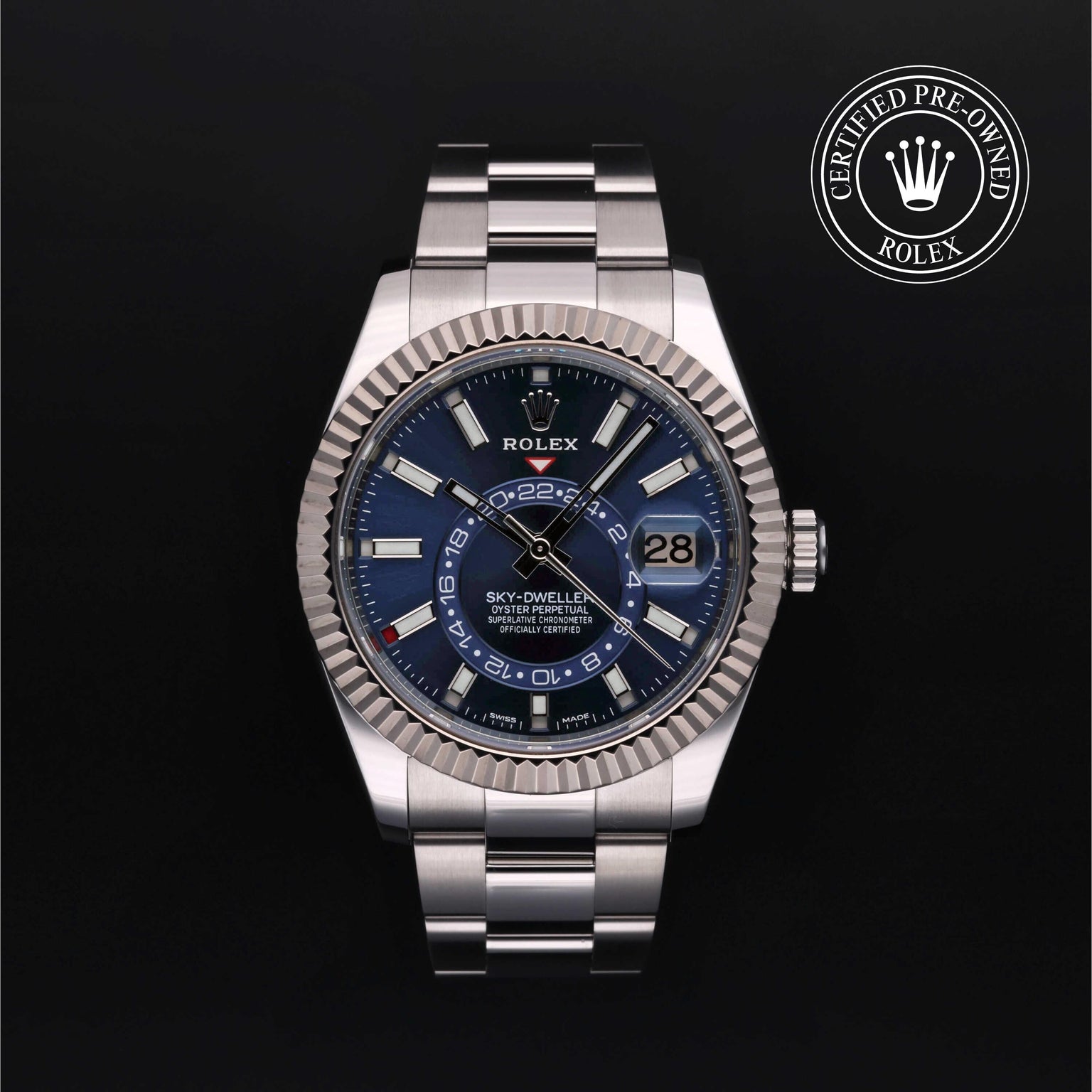 Rolex CPO Sky-Dweller M326934 front on white background
