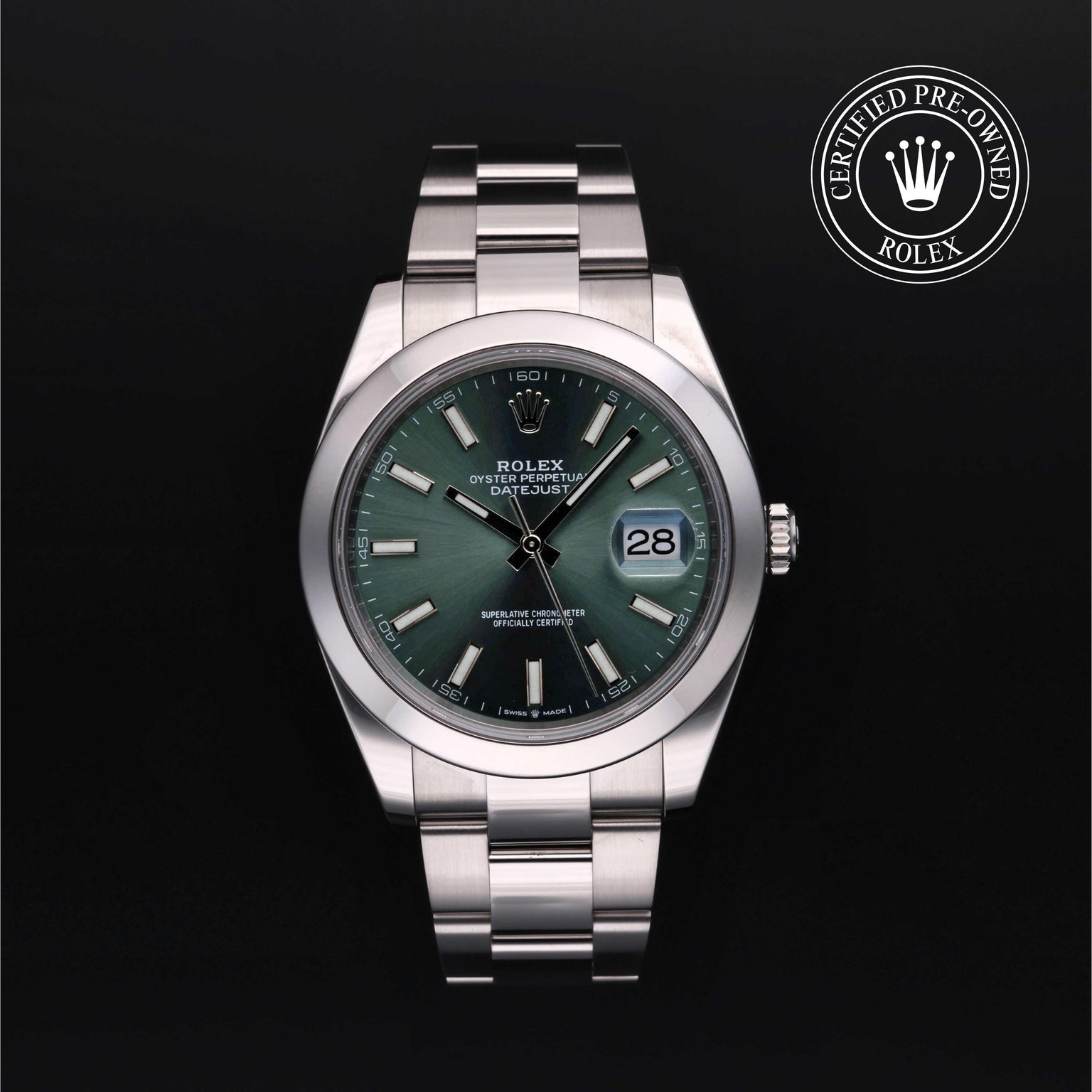 Rolex CPO Datejust M126300 front on white background