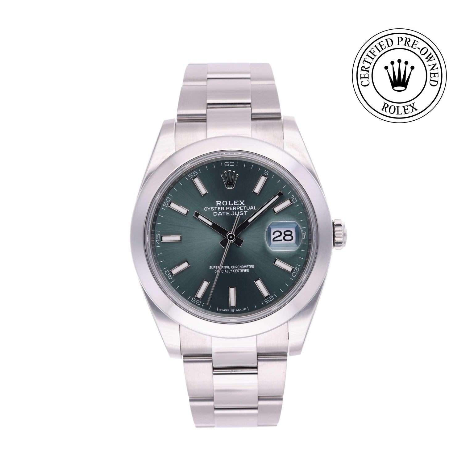 Rolex CPO Datejust M126300 front on white background