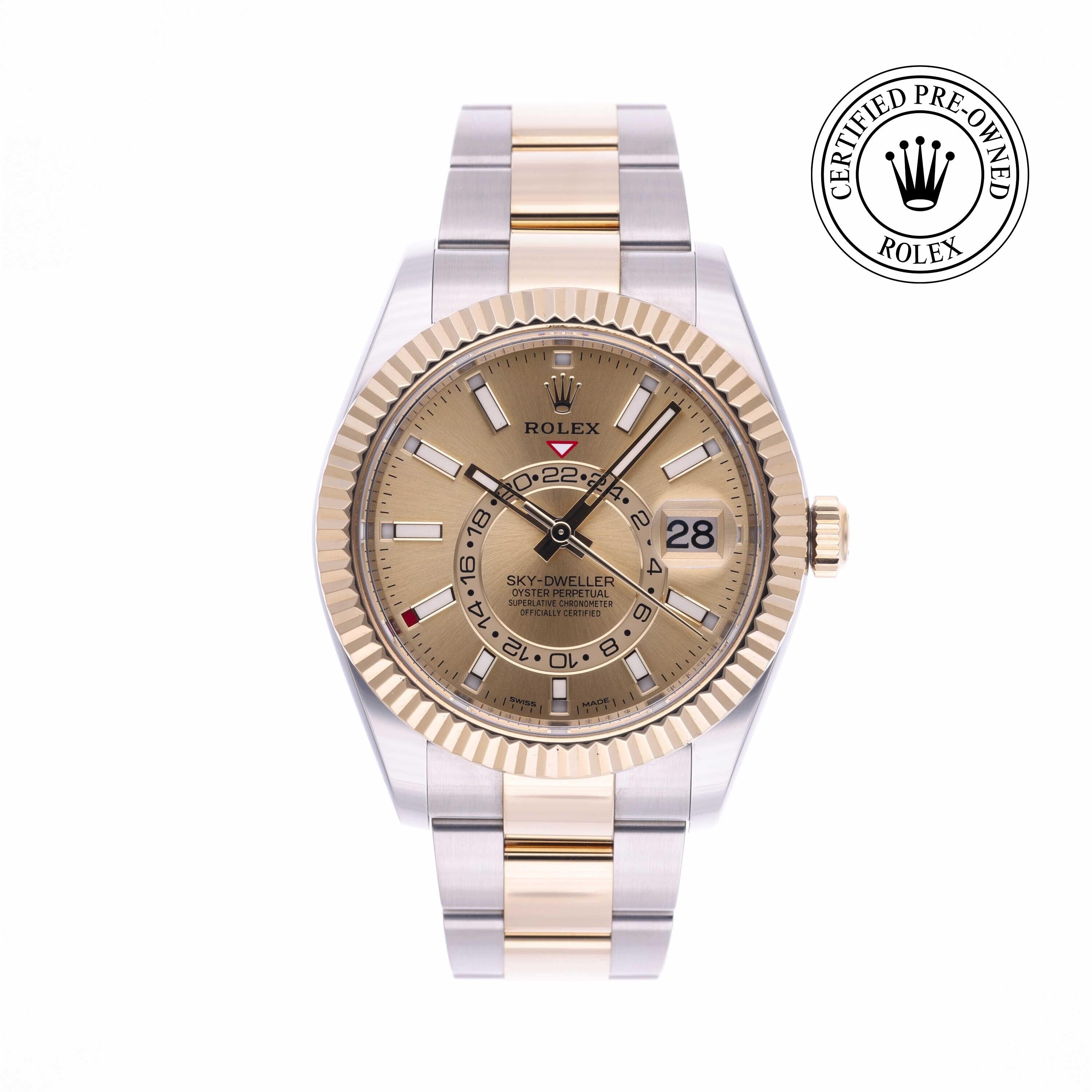 Rolex CPO Sky-Dweller M326933 front on white background