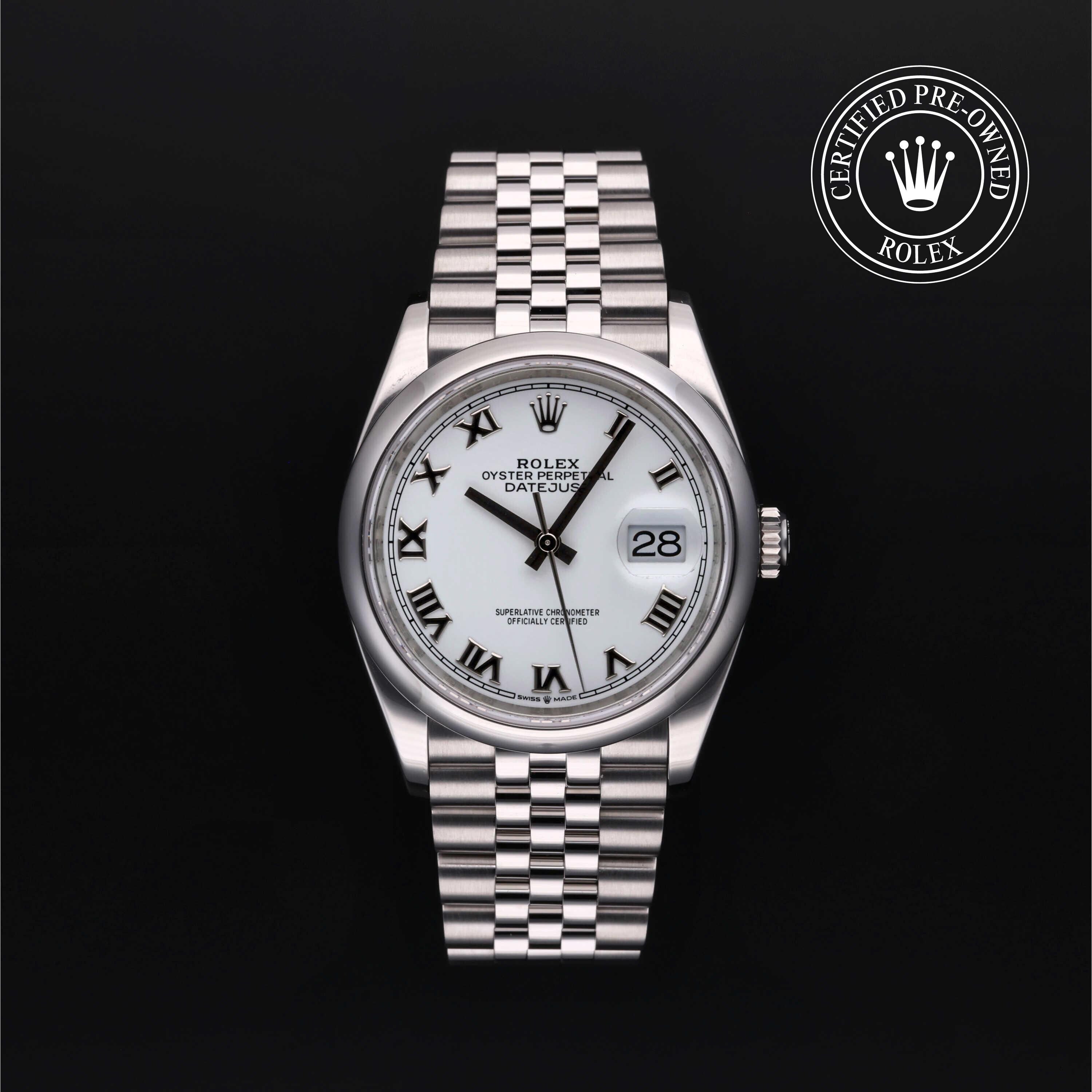 Rolex CPO Datejust M126200 front on white background