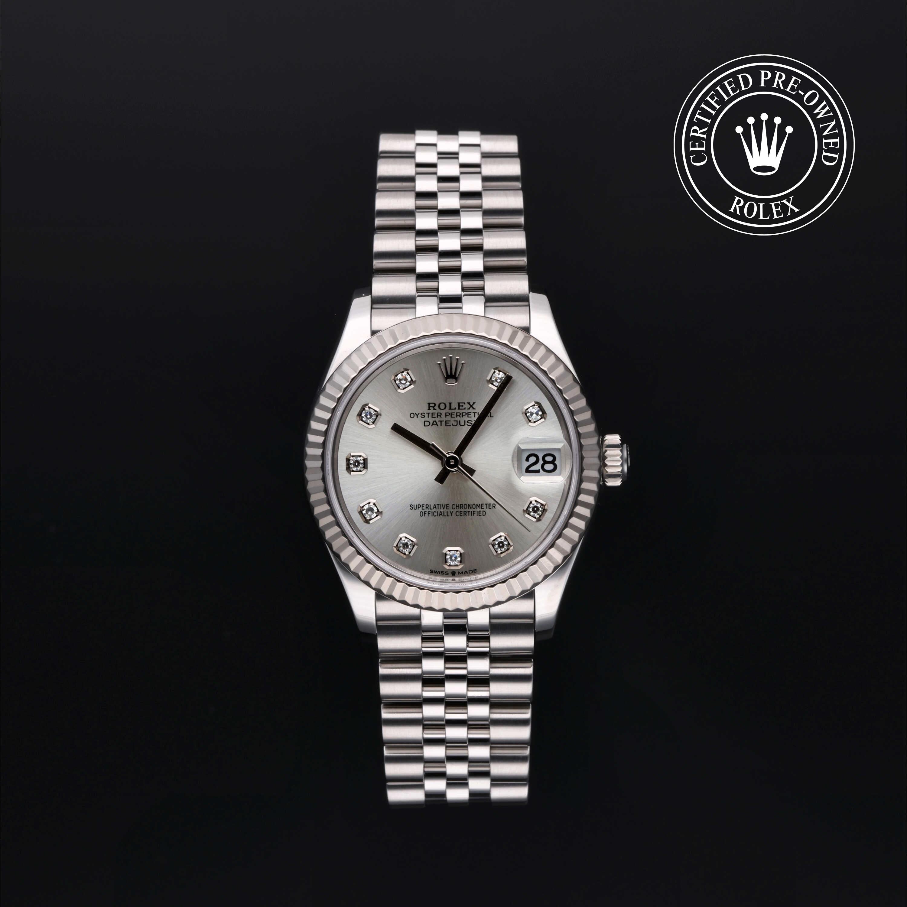 Rolex Certified Pre-owned Lady Datejust M278274-0030 front on black background