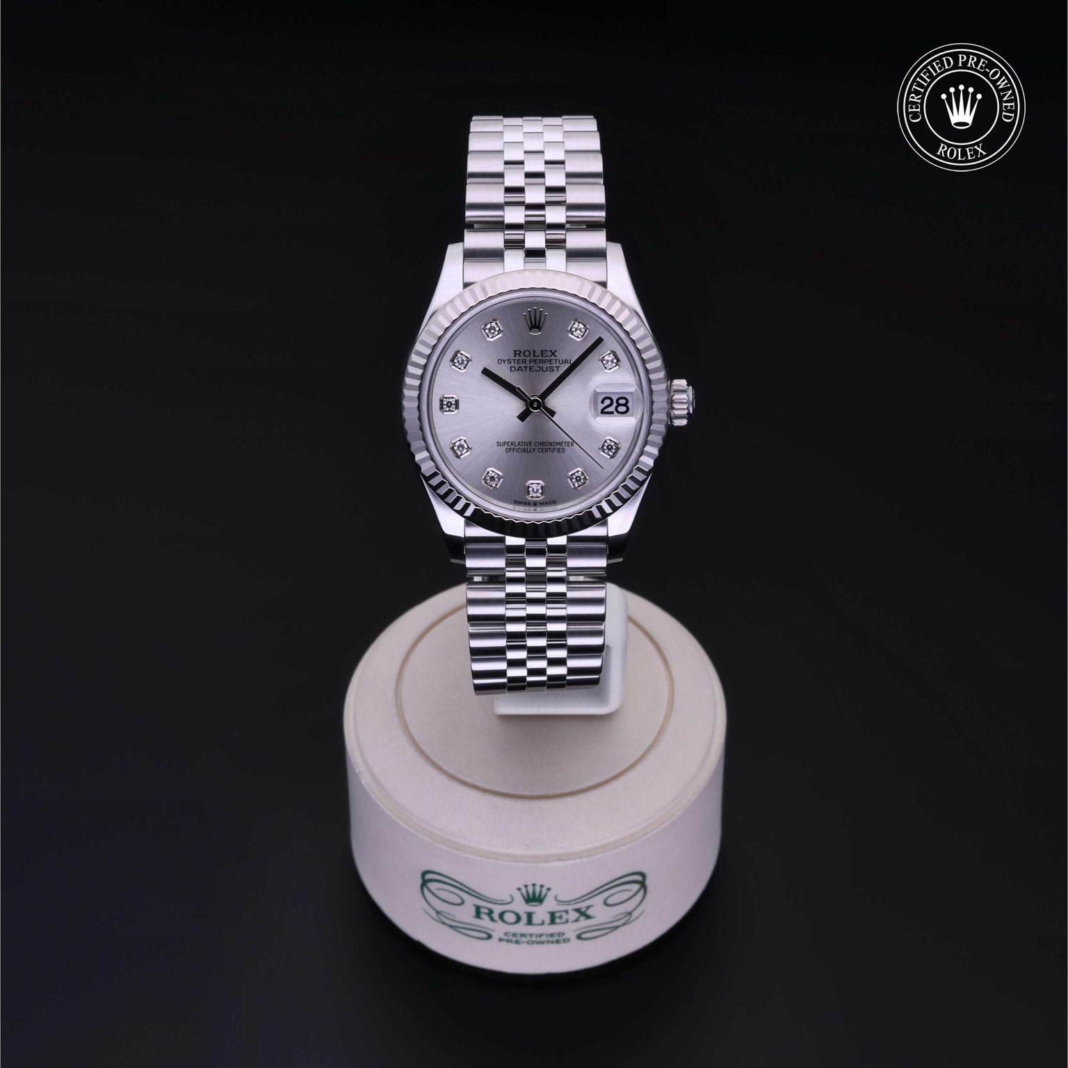 Rolex Certified Pre-owned Lady Datejust M278274-0030 front on black background