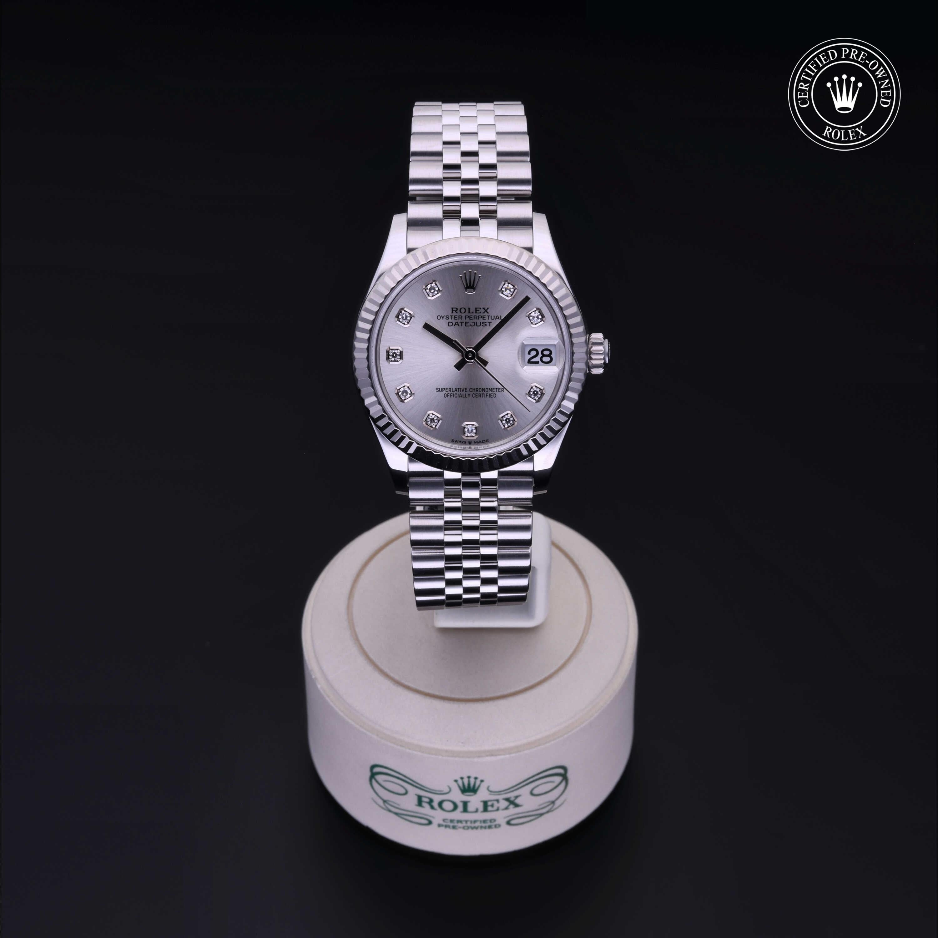 Rolex Certified Pre-owned Lady Datejust M278274-0030 front on black background