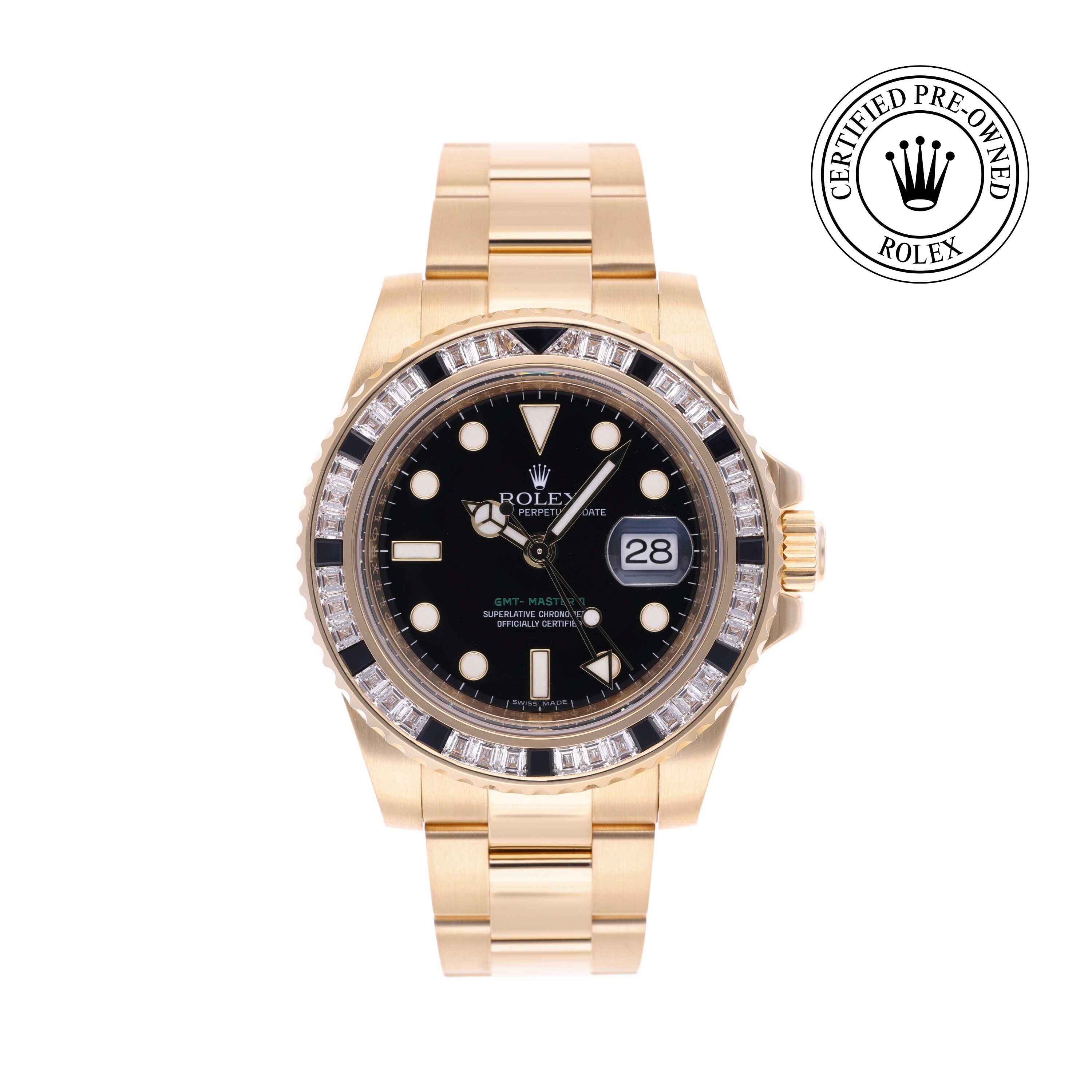 Rolex Certified Pre-owned GMT M116748SANR-0001 front on white background