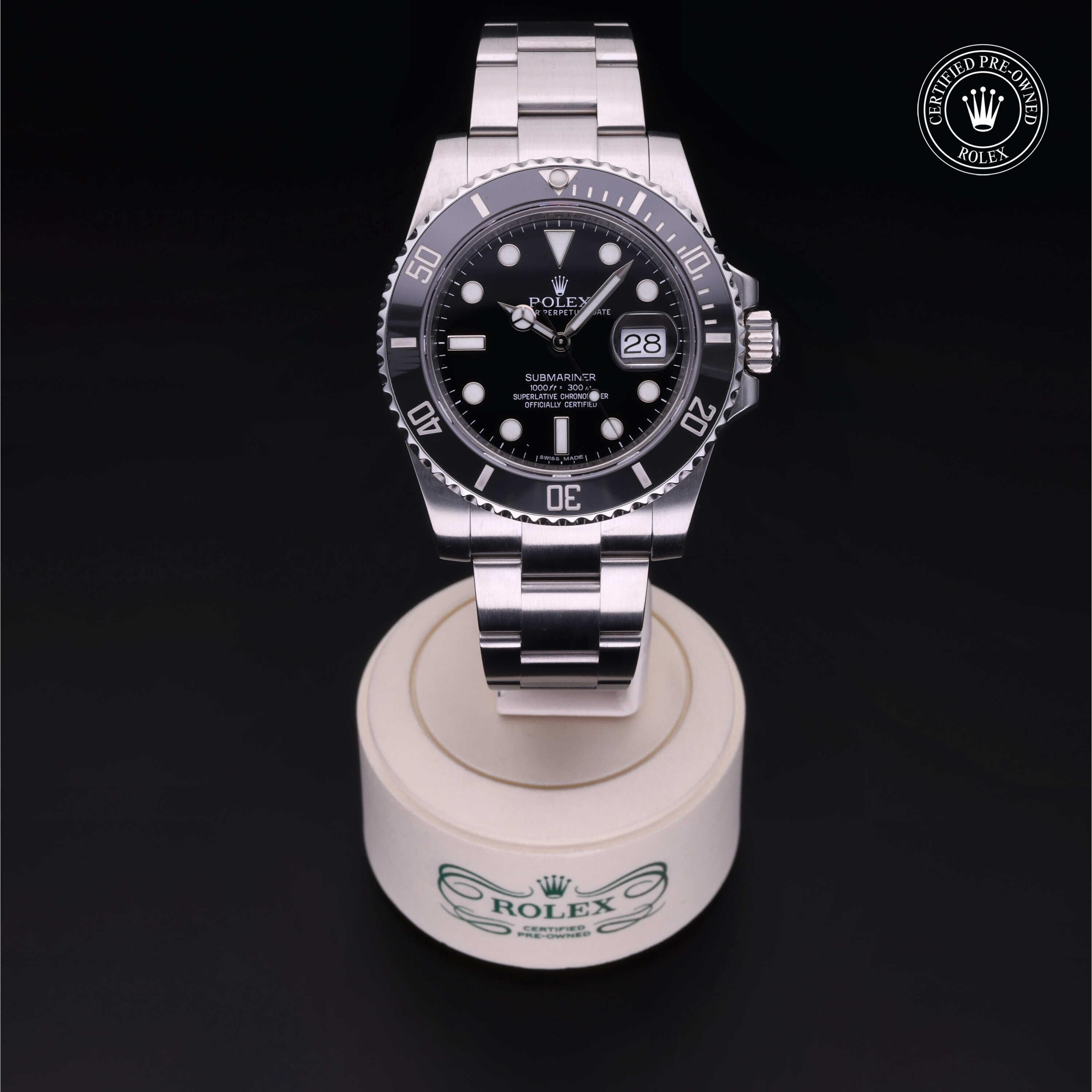 Rolex CPO Submariner M116610LN front on white background