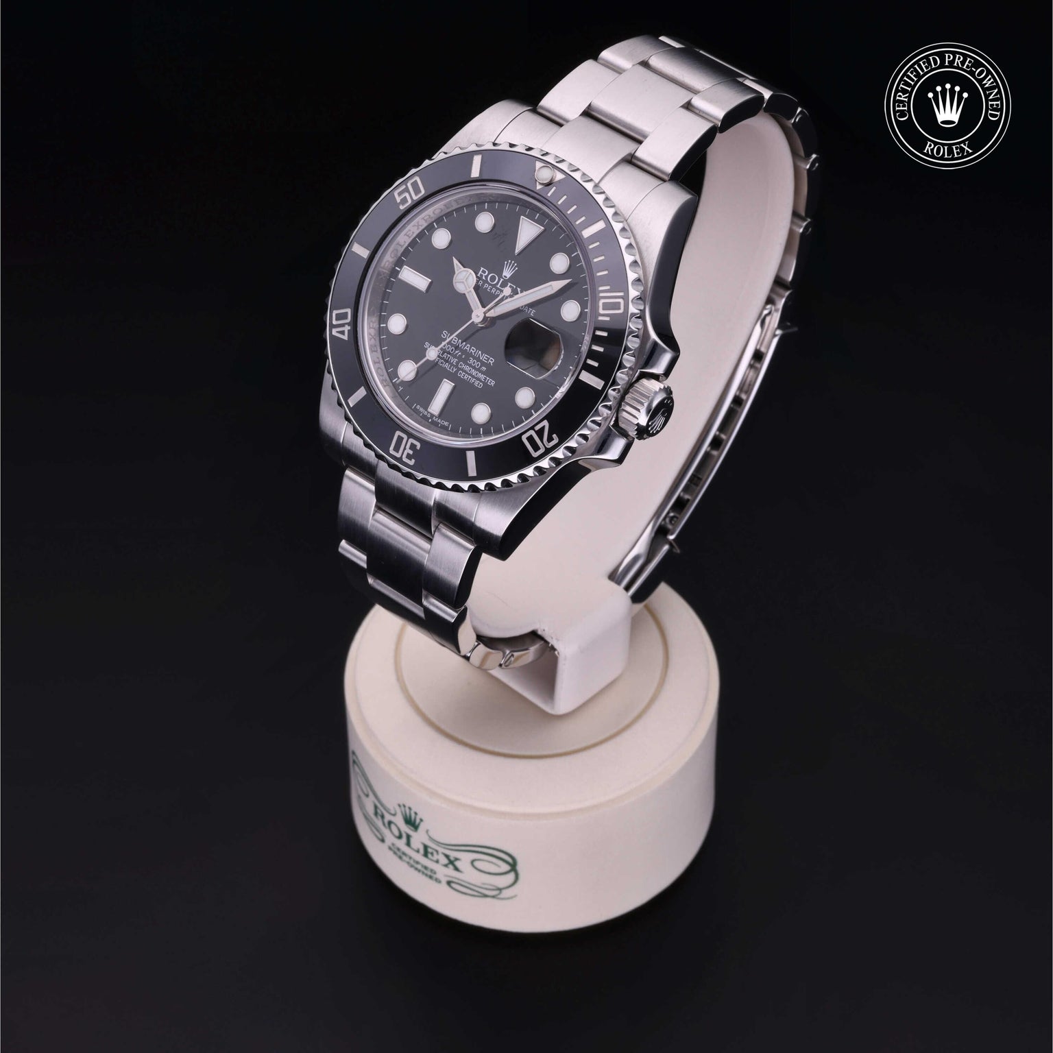 Rolex CPO Submariner M116610LN front on white background