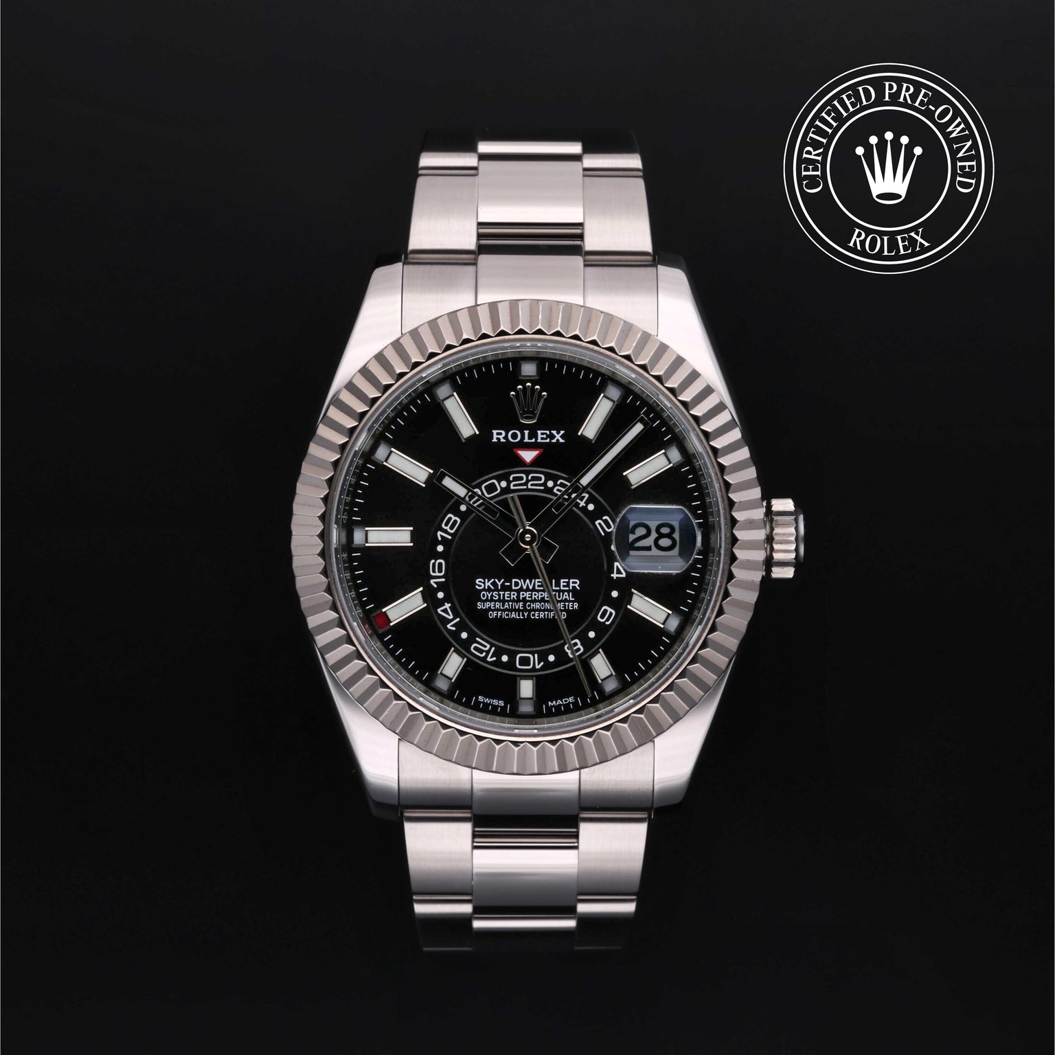 Rolex Certified Pre-owned Sky-Dweller M326934-0005 front on black background