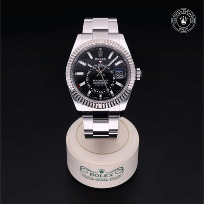 Rolex Certified Pre-owned Sky-Dweller M326934-0005 front on black background
