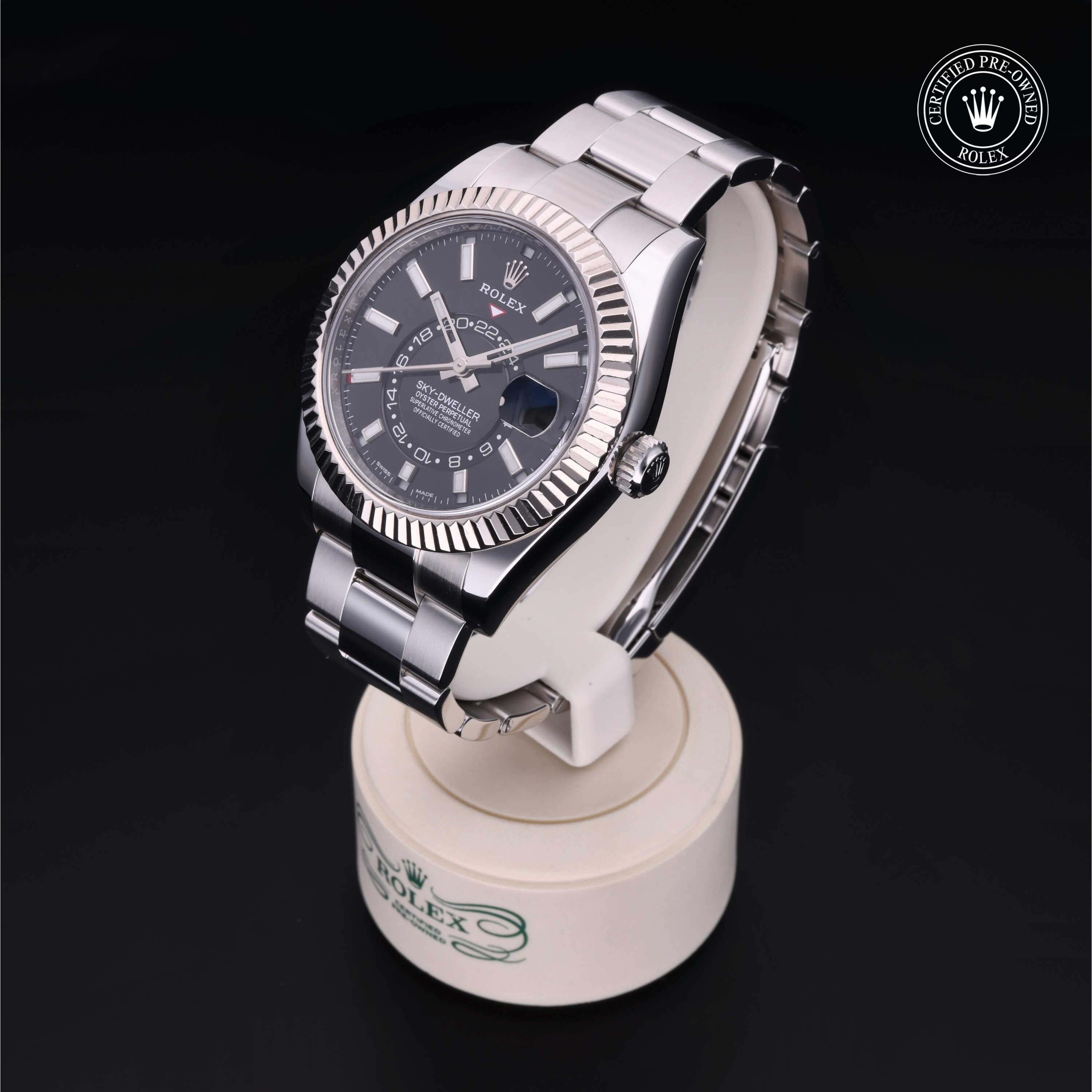 Rolex Certified Pre-owned Sky-Dweller M326934-0005 front on black background