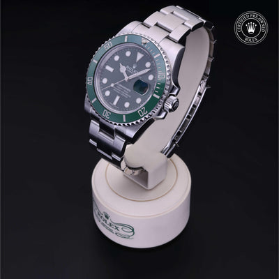 Rolex Certified Pre-owned Submariner M116610LV-0002 front on black background