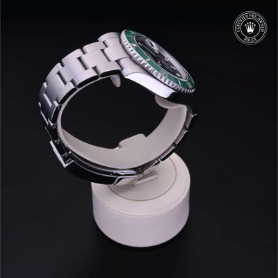 Rolex Certified Pre-owned Submariner M116610LV-0002 front on black background