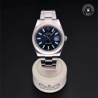 Rolex Certified Pre-owned Datejust M116334-0005 front on black background