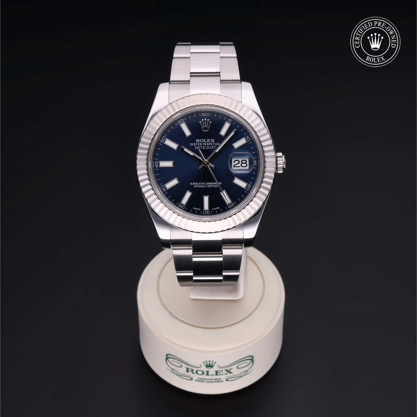 Rolex Certified Pre-owned Datejust M116334-0005 front on black background