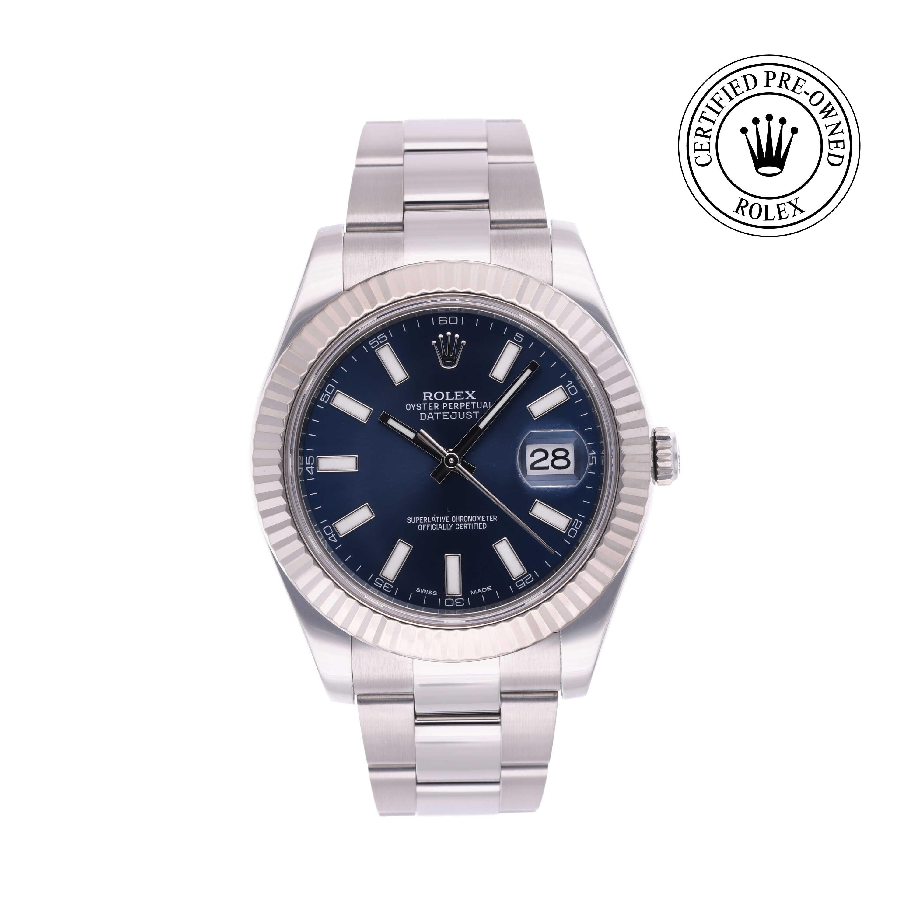 Rolex Certified Pre-owned Datejust M116334-0005 front on white background