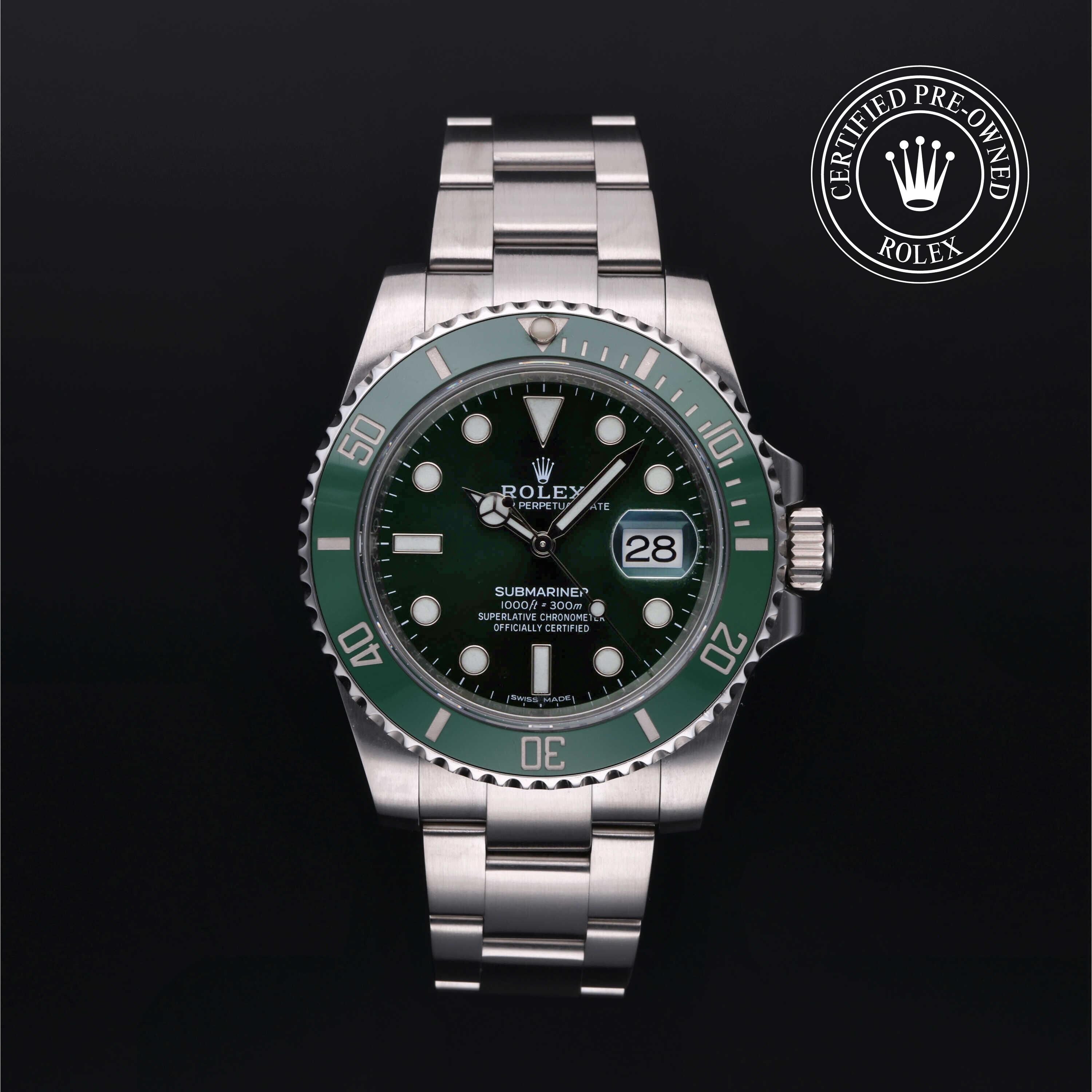 Rolex CPO Submariner M116610LV front on white background