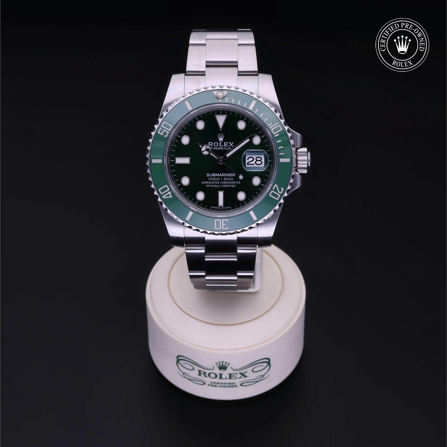 Rolex CPO Submariner M116610LV front on white background