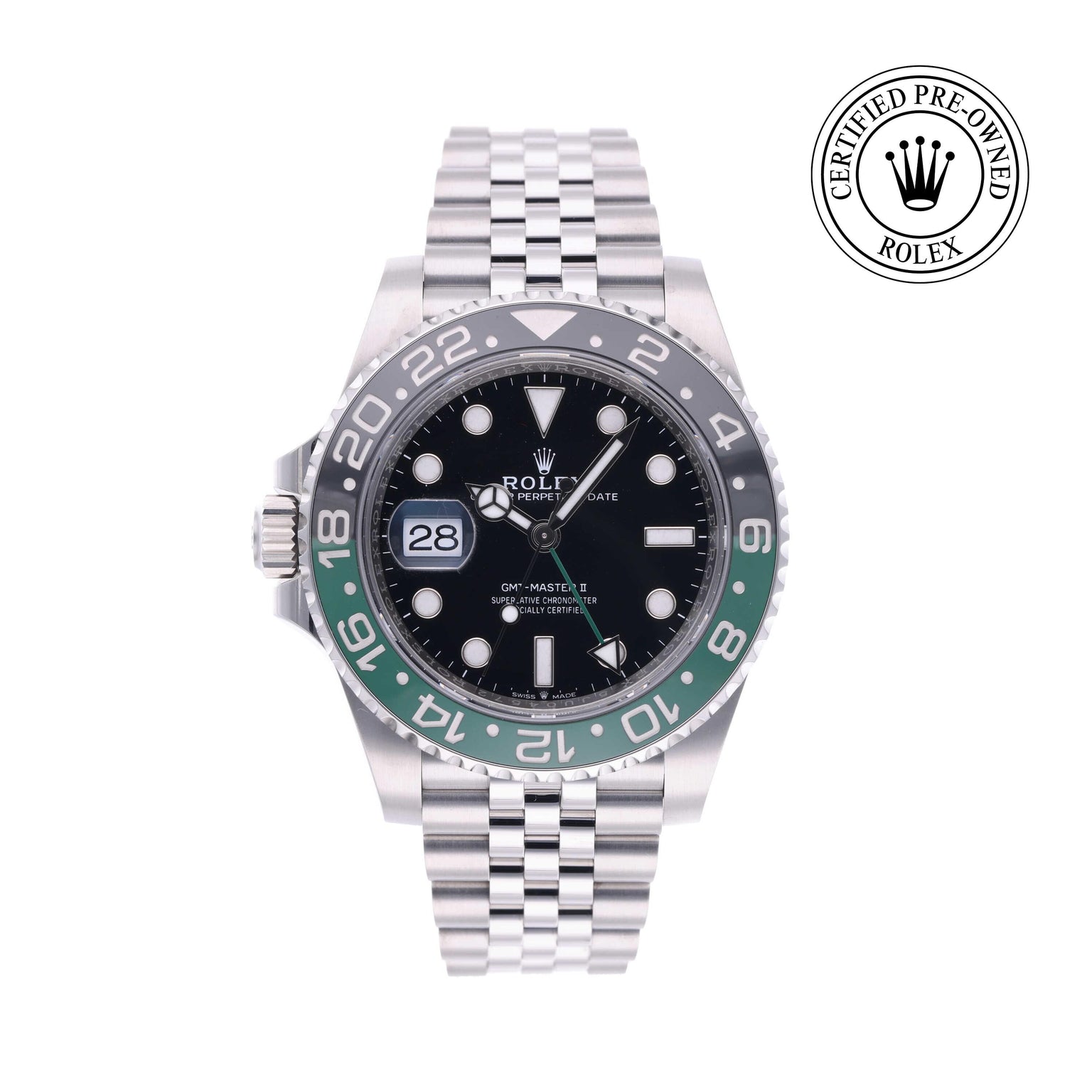 Rolex CPO GMT M126720VTNR front on white background