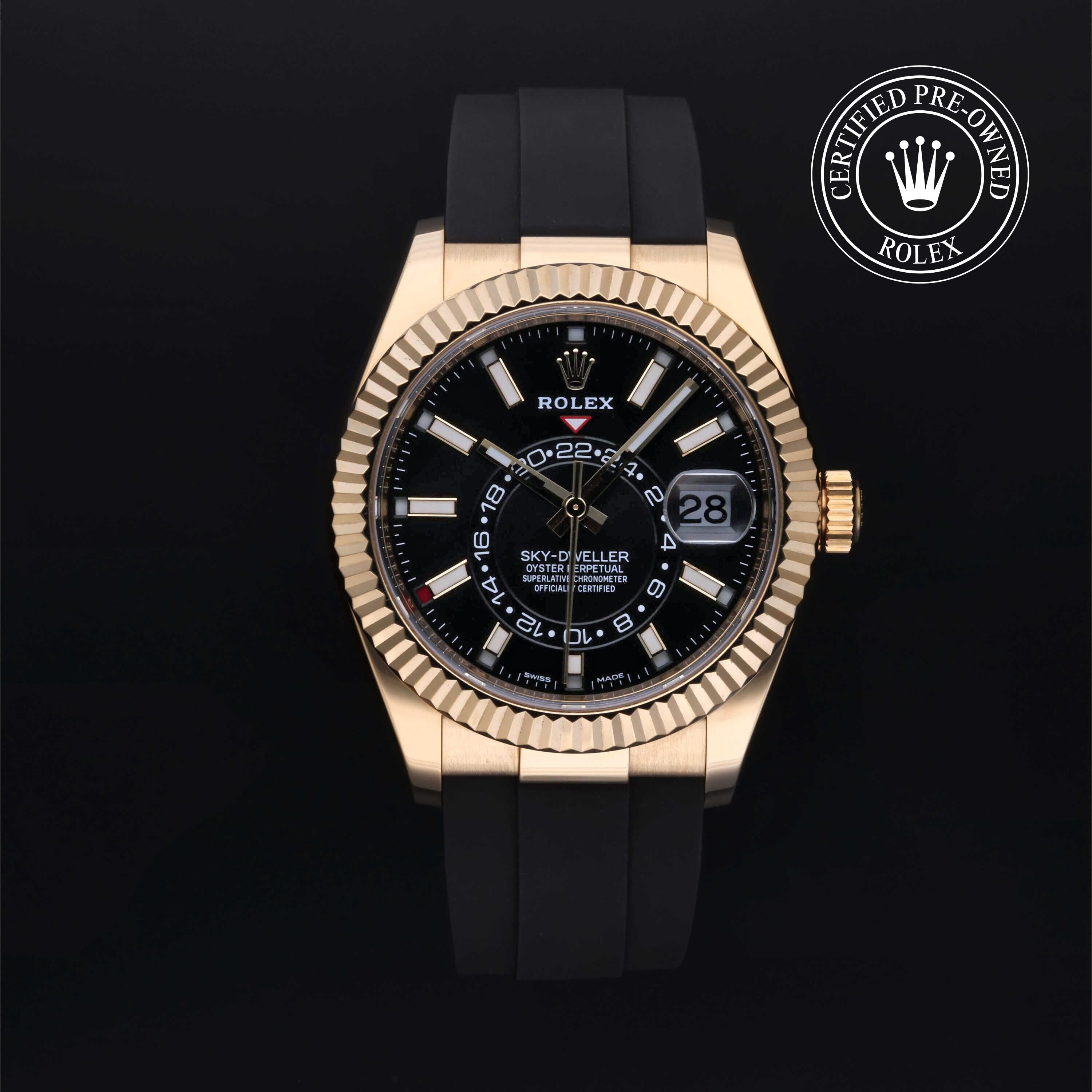 Rolex Certified Pre-owned Sky-Dweller M326238-0009 front on black background