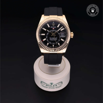 Rolex Certified Pre-owned Sky-Dweller M326238-0009 front on black background