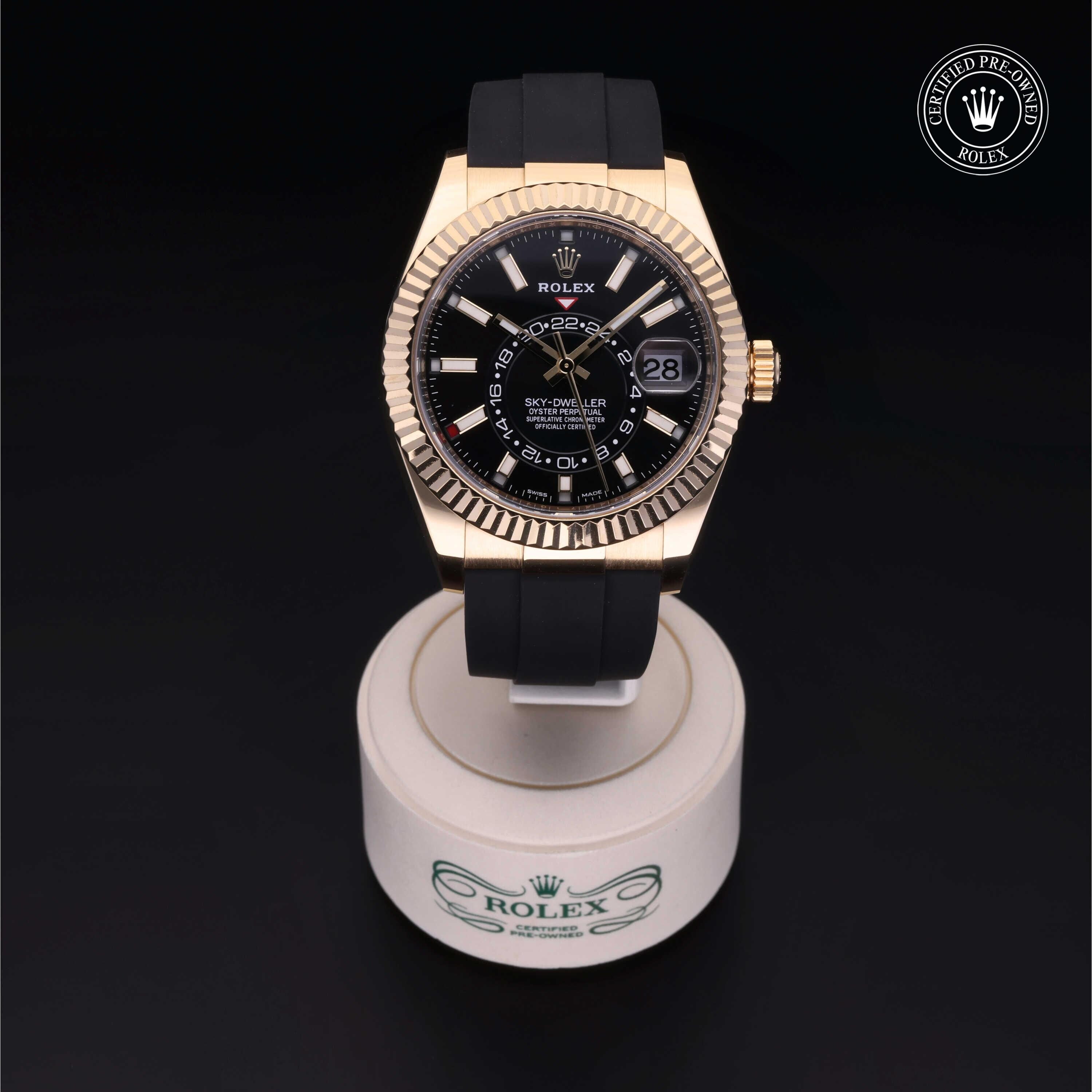 Rolex Certified Pre-owned Sky-Dweller M326238-0009 front on black background