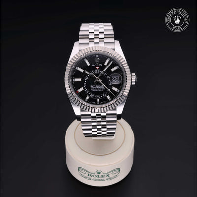 Rolex Certified Pre-owned Sky-Dweller M326934-0006 front on black background