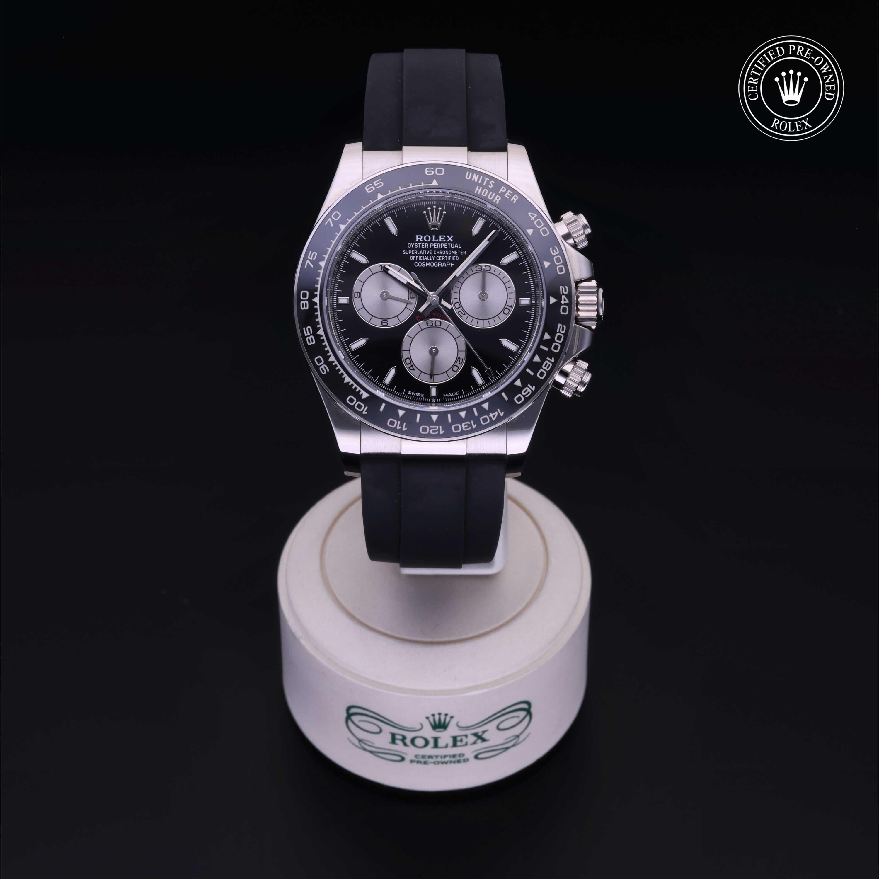 Rolex Certified Pre-owned Daytona M126519LN-0001 front on black background