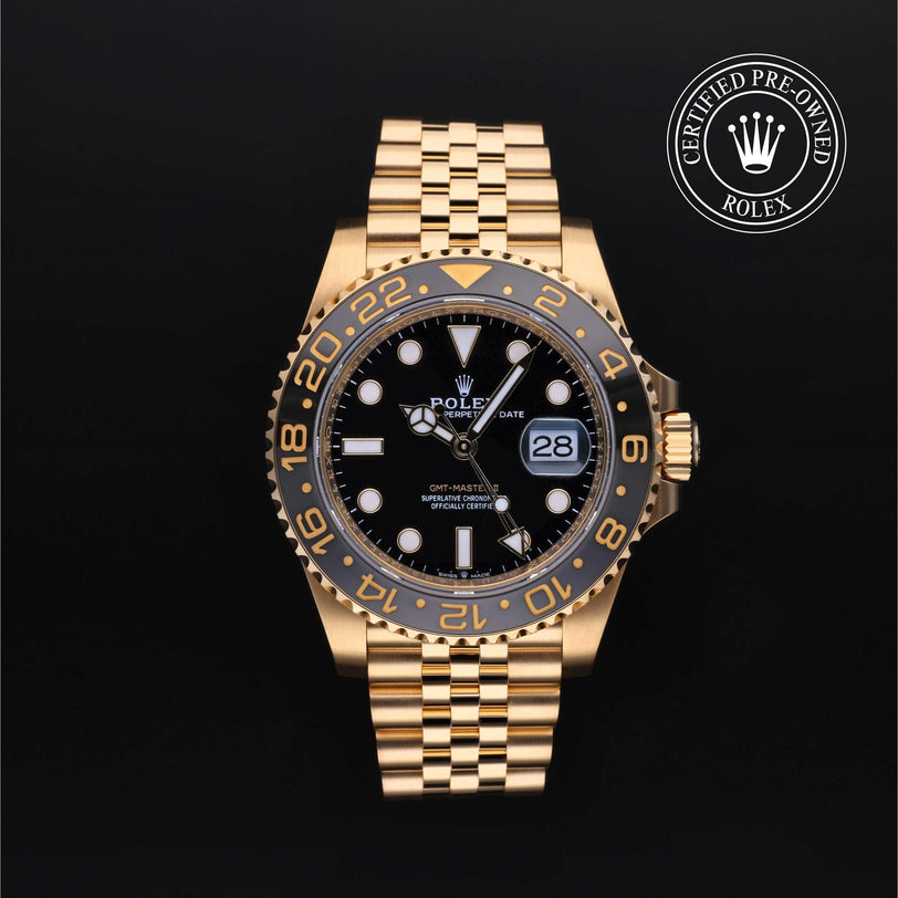Rolex CPO GMT M126718GRNR front on white background