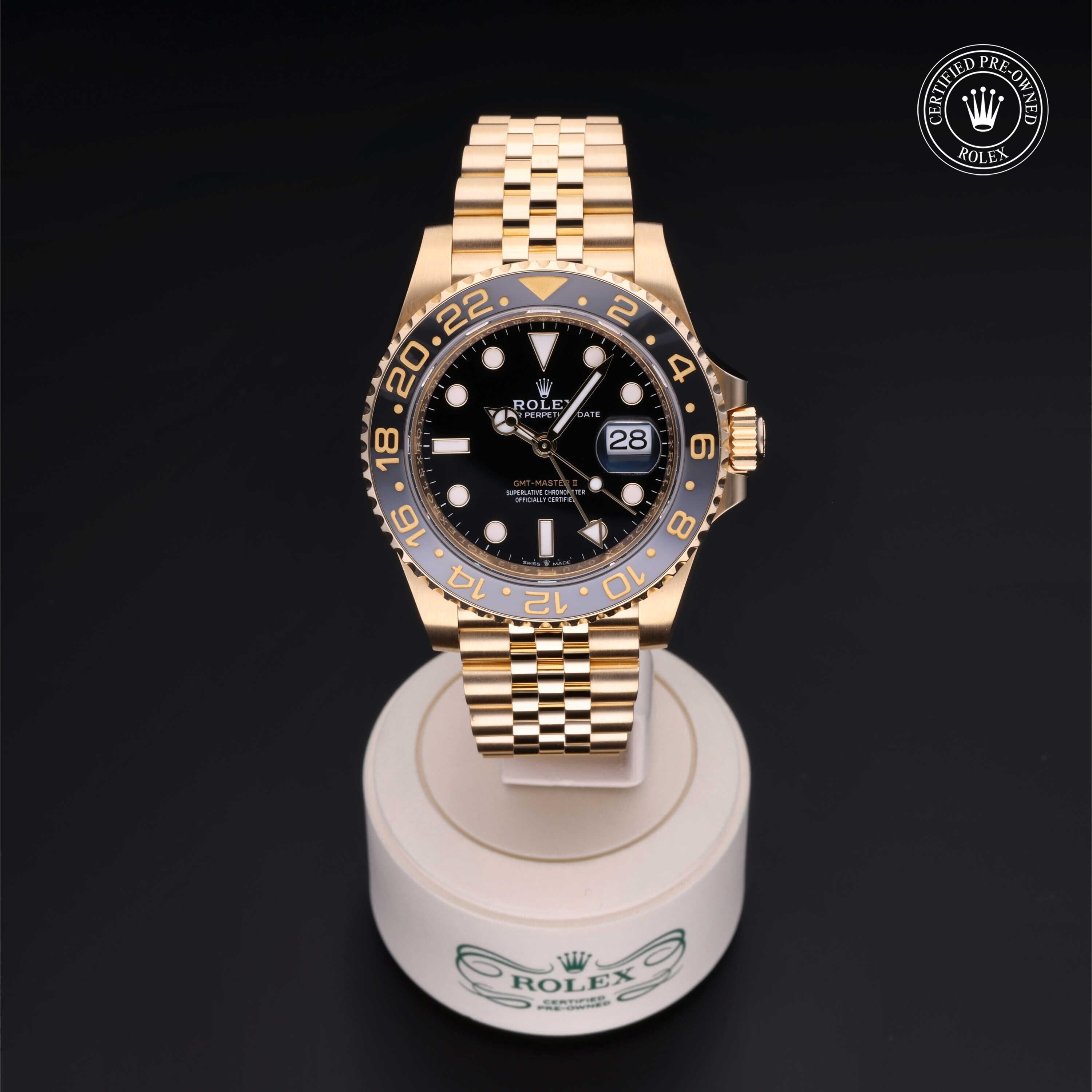 Rolex CPO GMT M126718GRNR front on white background