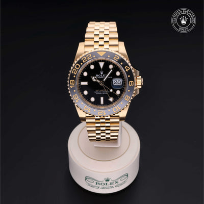 Rolex CPO GMT M126718GRNR front on white background