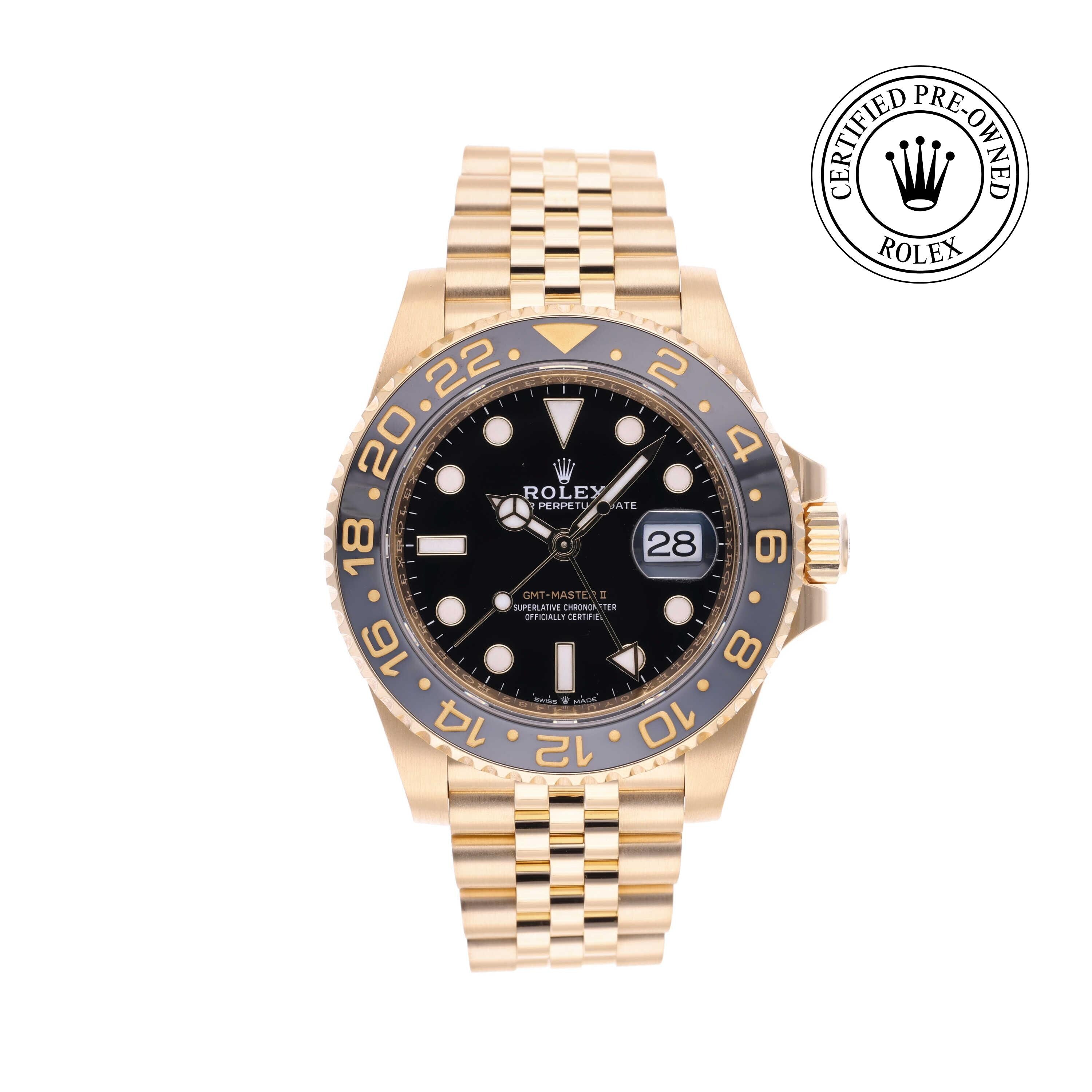 Rolex CPO GMT M126718GRNR front on white background