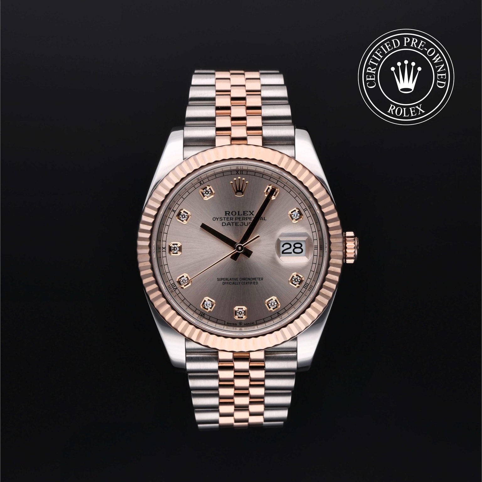 Rolex Certified Pre-owned Datejust M126331-0008 front on black background