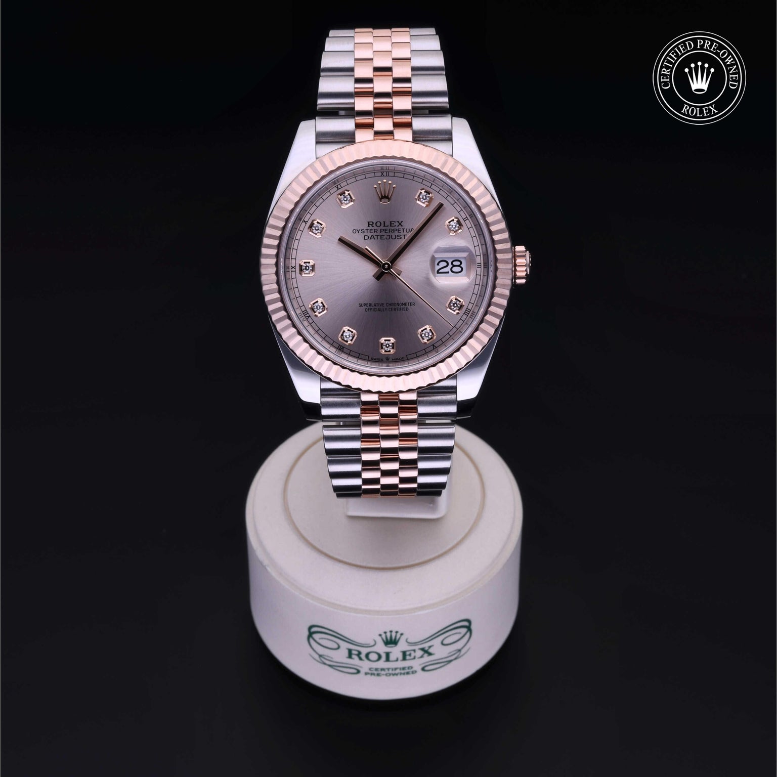 Rolex Certified Pre-owned Datejust M126331-0008 front on black background