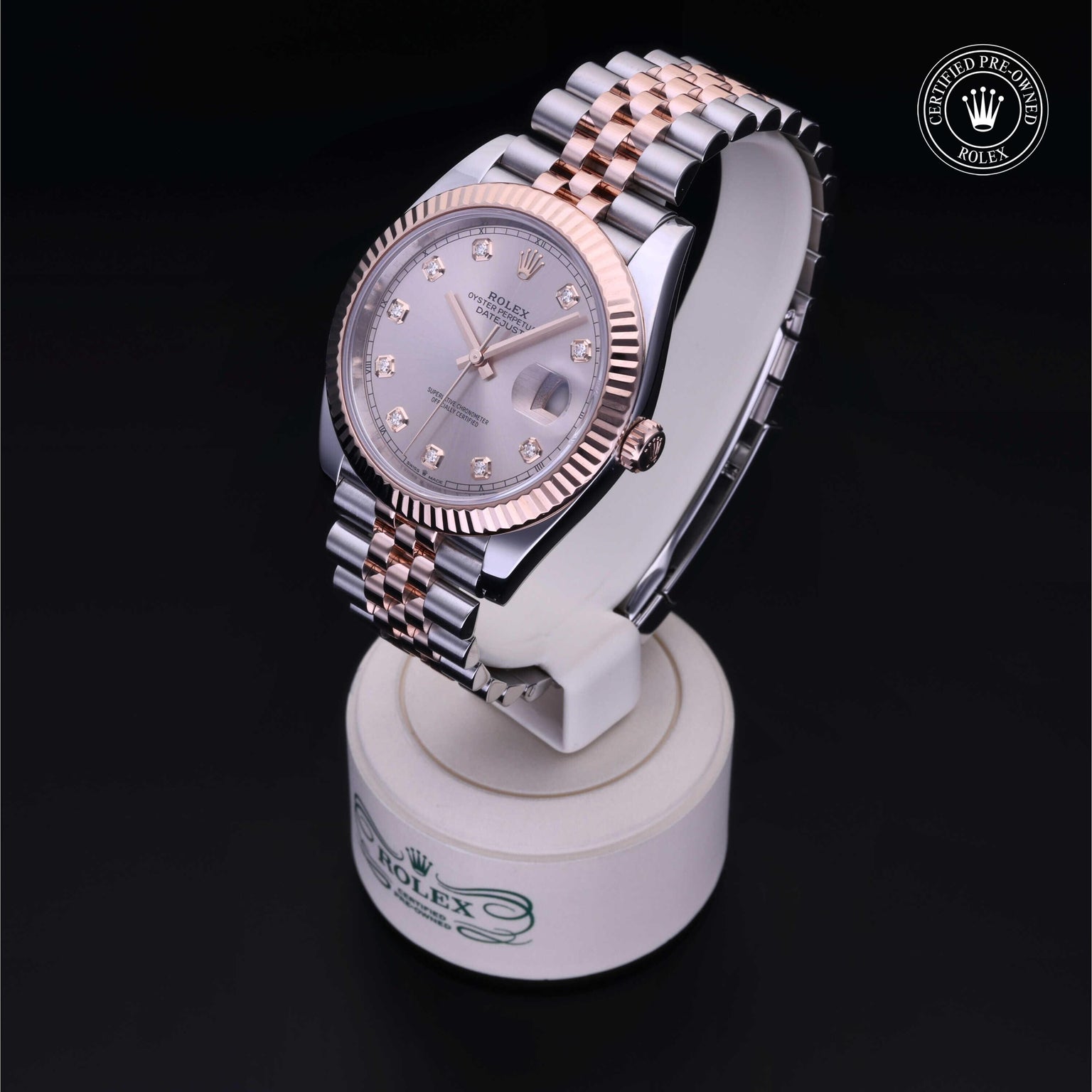 Rolex Certified Pre-owned Datejust M126331-0008 front on black background