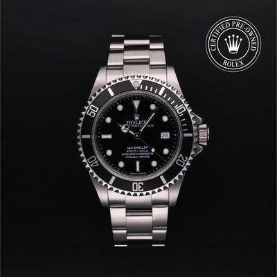 Rolex Certified Pre-owned Sea-Dweller M16600-0003 front on black background