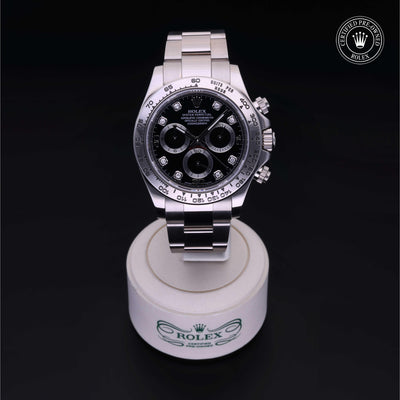 Rolex Certified Pre-owned Daytona M116509-0055 front on black background