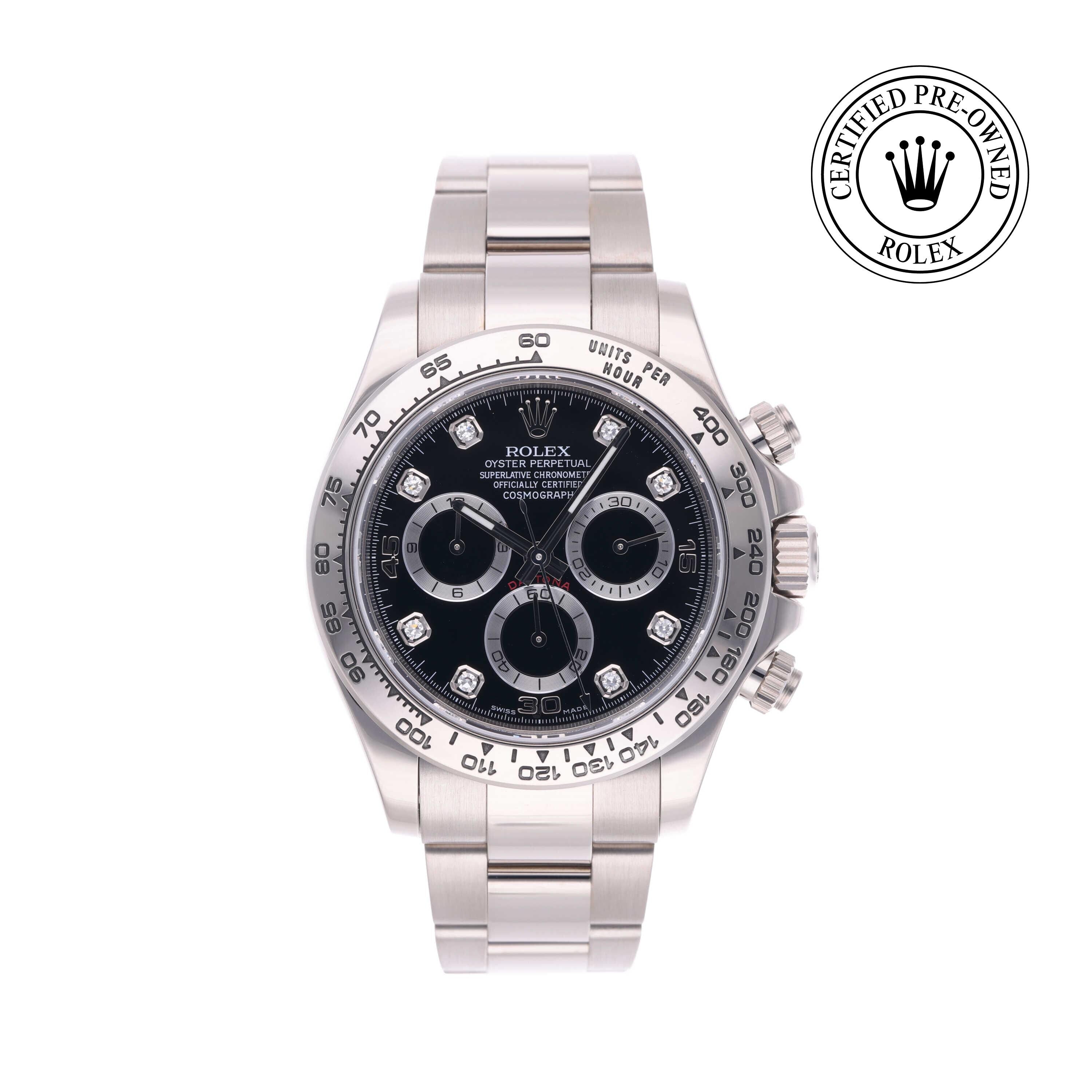 Rolex Certified Pre-owned Daytona M116509-0055 front on white background